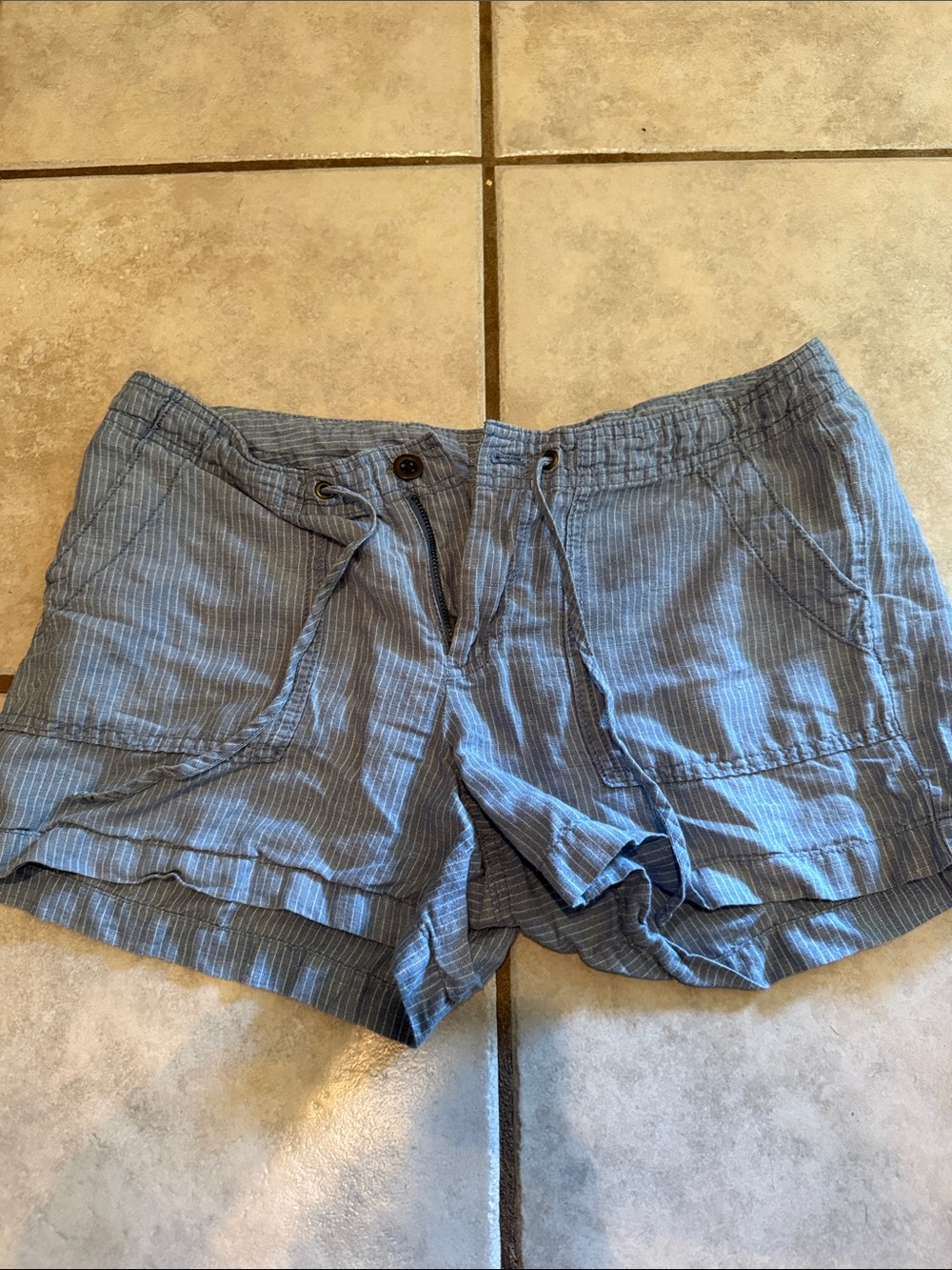 GAP Light Blue Striped Drawstring Athletic Shorts